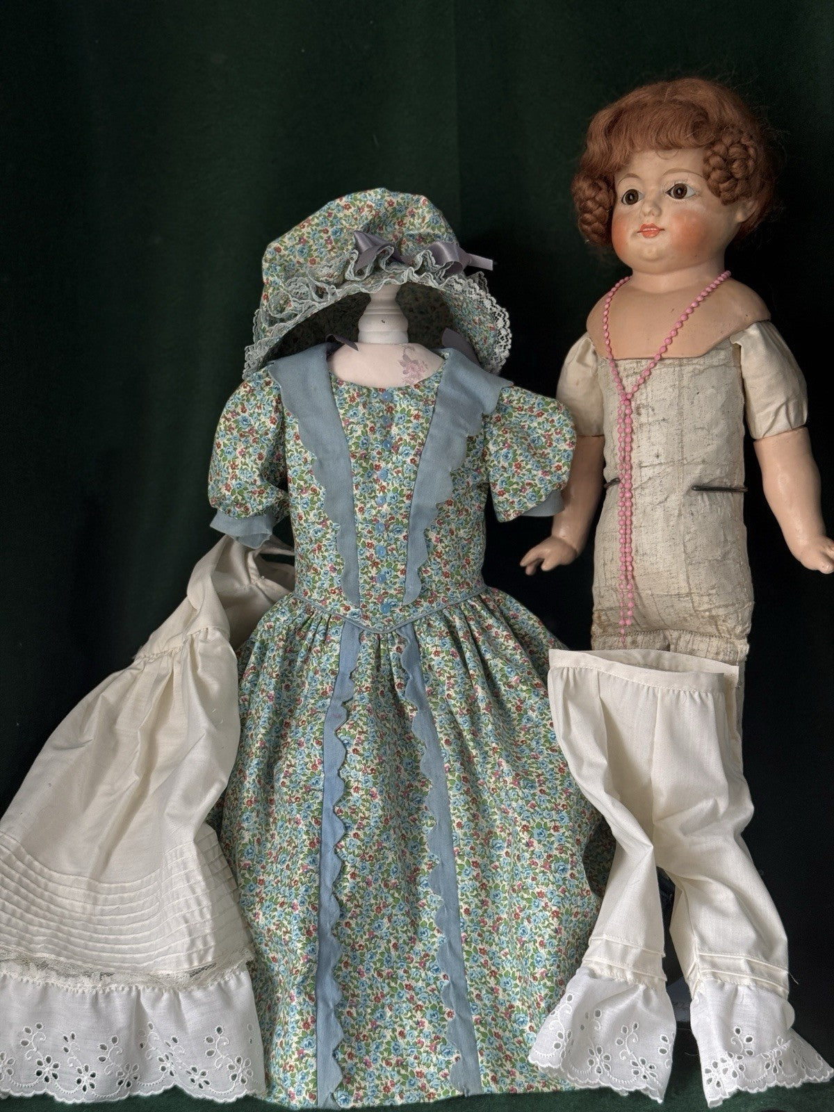 Antique German Paper Mache 24” Doll with Glass Eyes