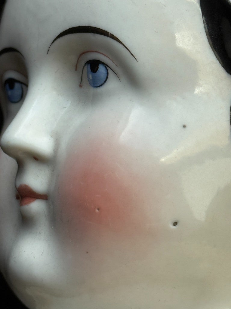 Large Antique German 27” Highbrow Flat Top Brunette China Fashion Doll