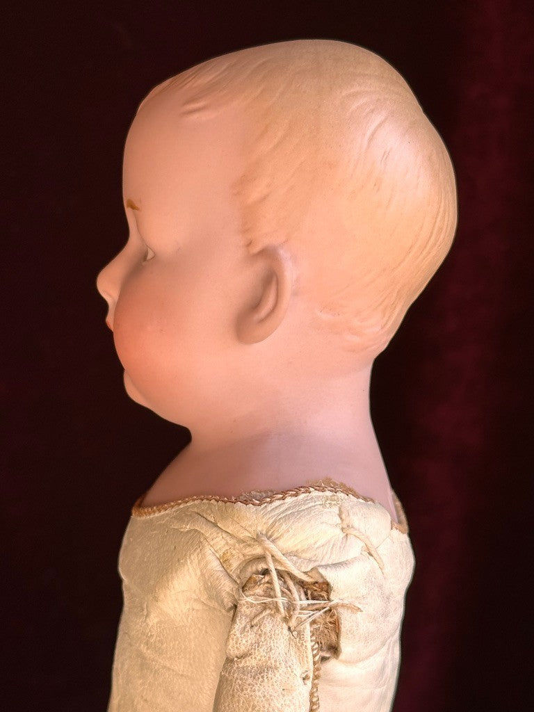 Antique German 14” Gebruder Heubach Pouty Bisque Shoulder Head Boy Doll