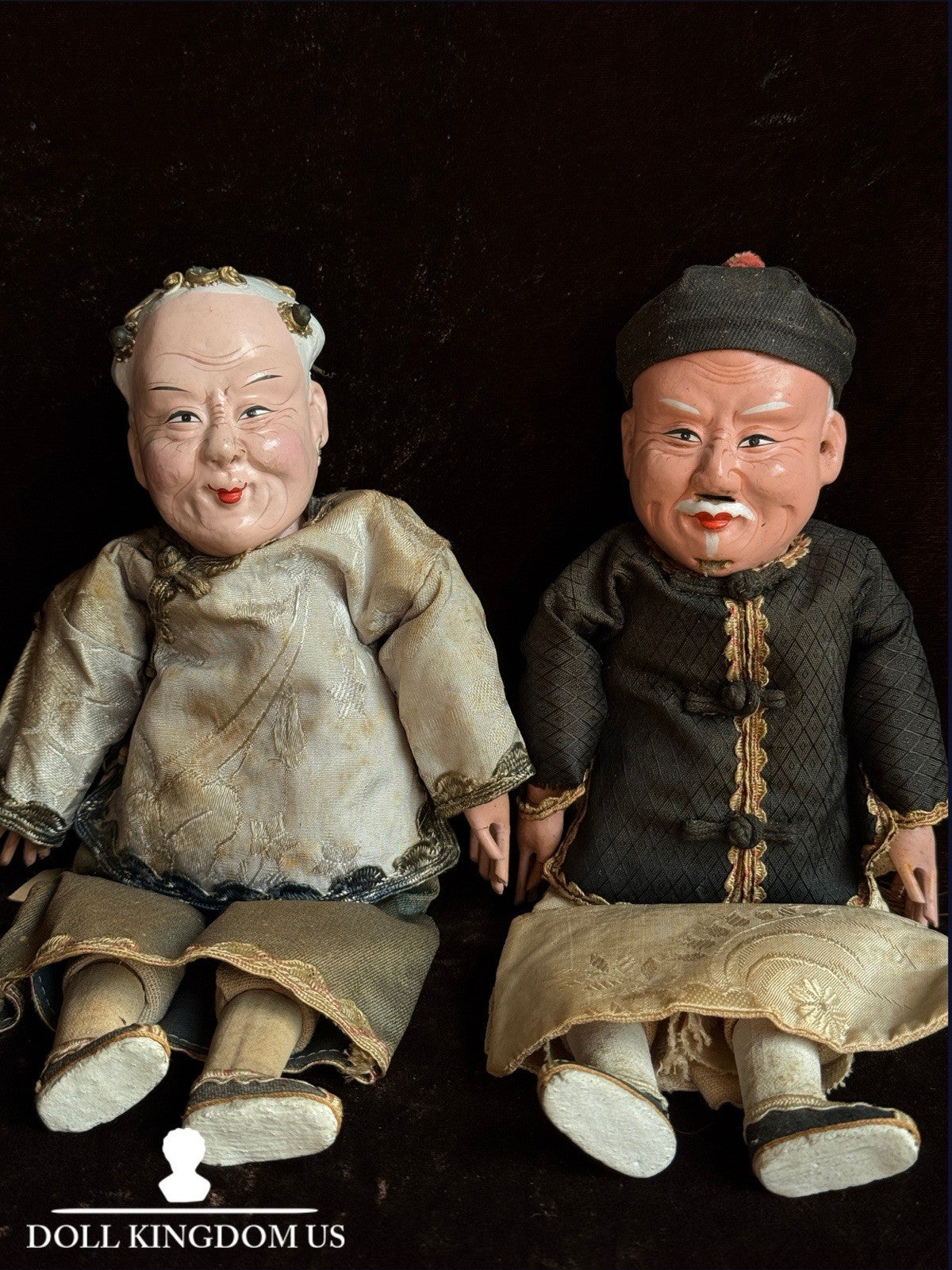 Pair of Vintage 10.5” Chinese Opera Dolls