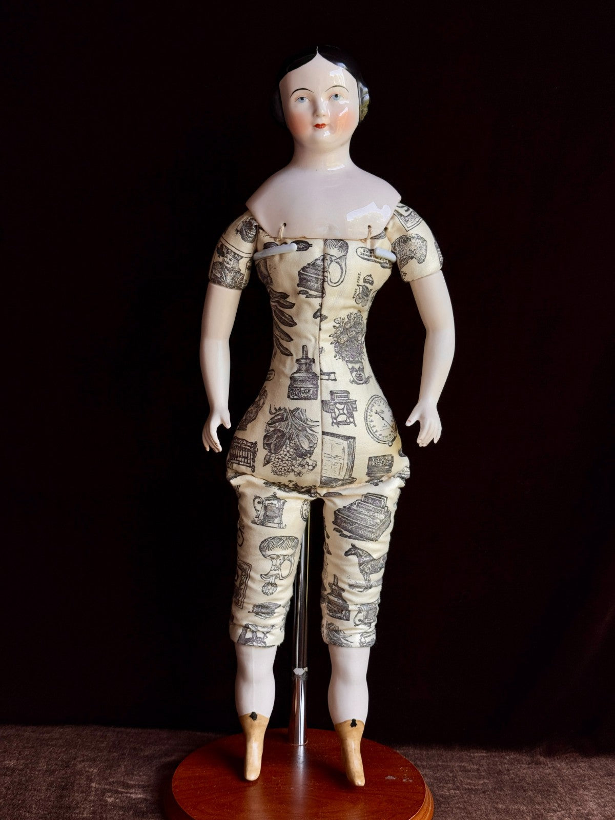 Porcelain 22” Reproduction of Antique Covered Wagon China Doll by Clara Wade