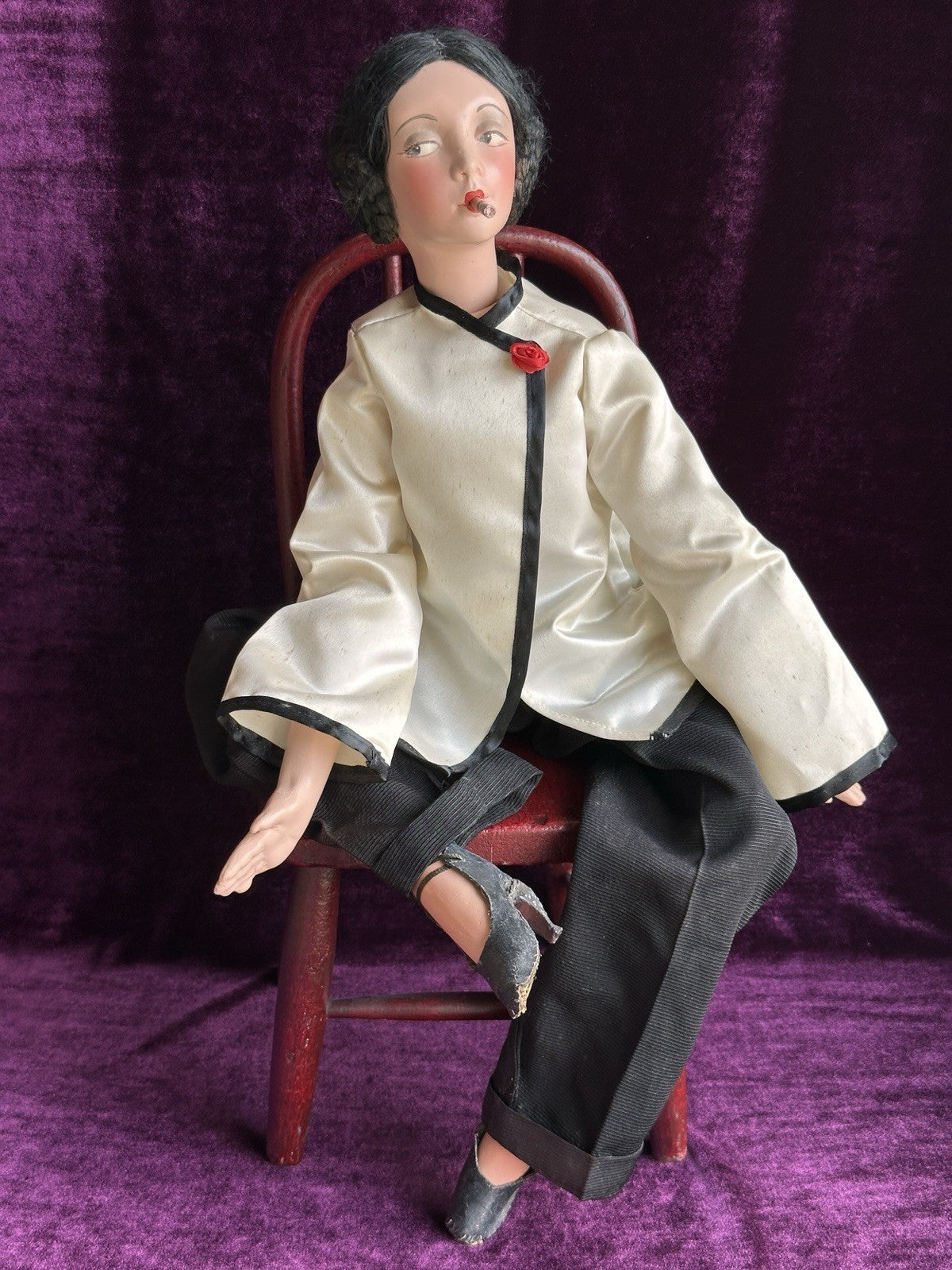 Antique American Cubeb Smoker Mutual Novelty Boudoir Composition Flapper Doll