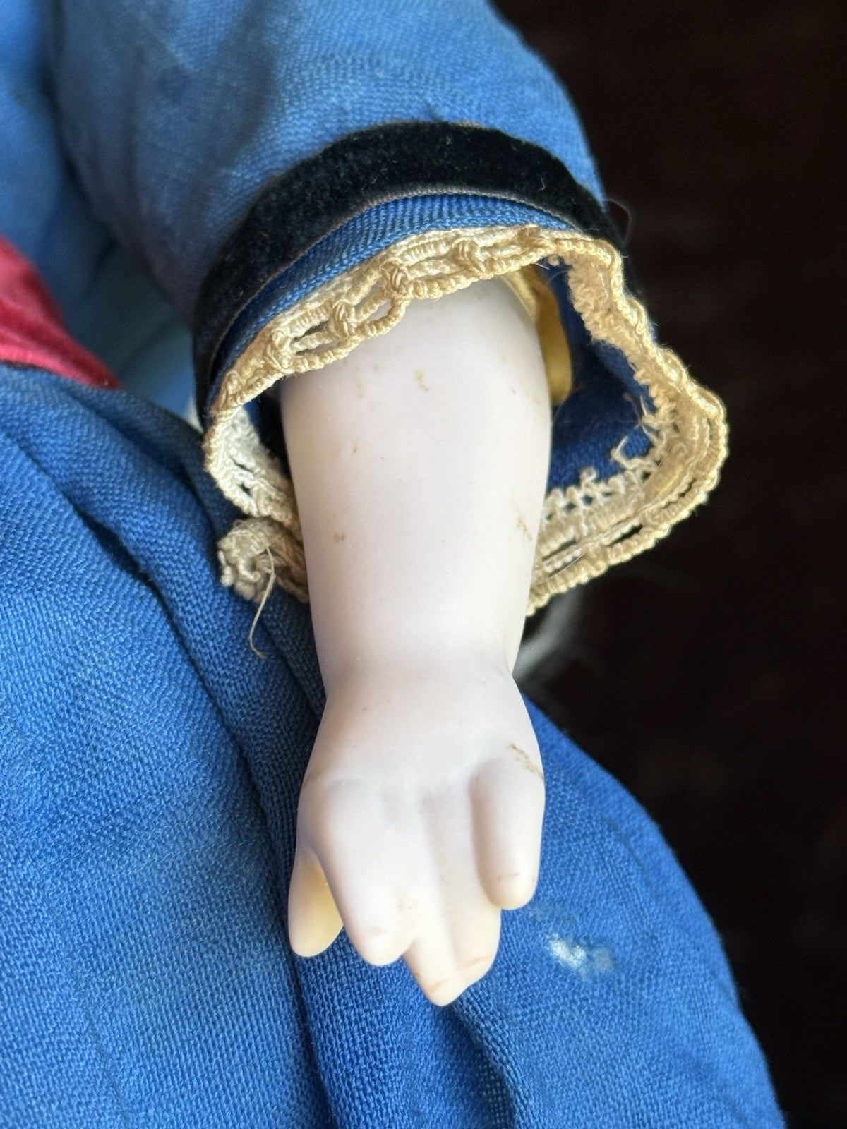 Rare Antique German 20” Wax Over Papier Mache Molded Hat Doll