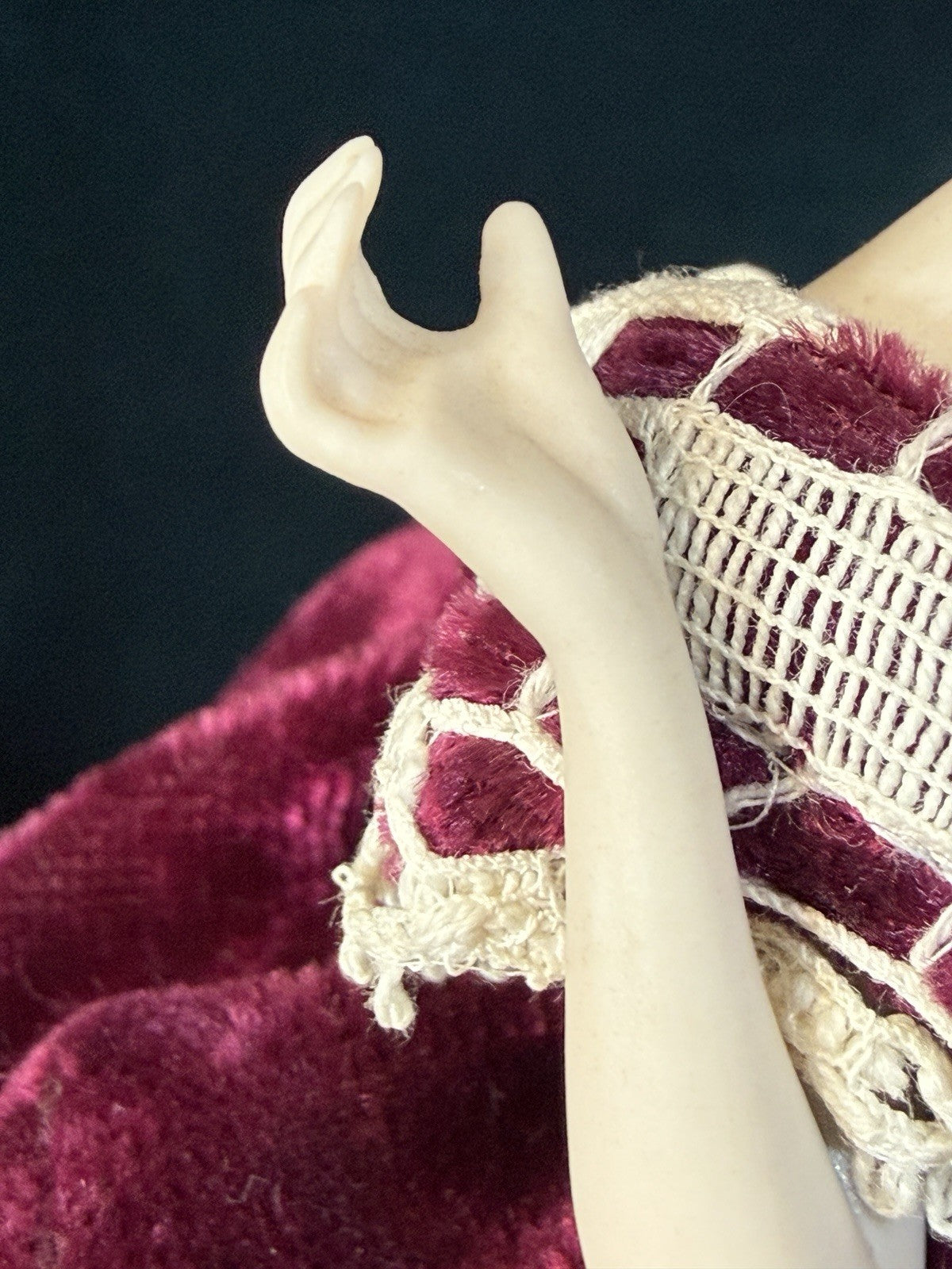 Antique German Porcelain William Goebel (?) 9” Half Doll Pin Cushion