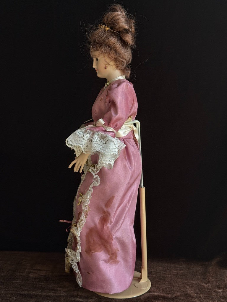 Porcelain 18.5" Reproduction of Antique Bru Lady Grace Caracter Doll with Chair