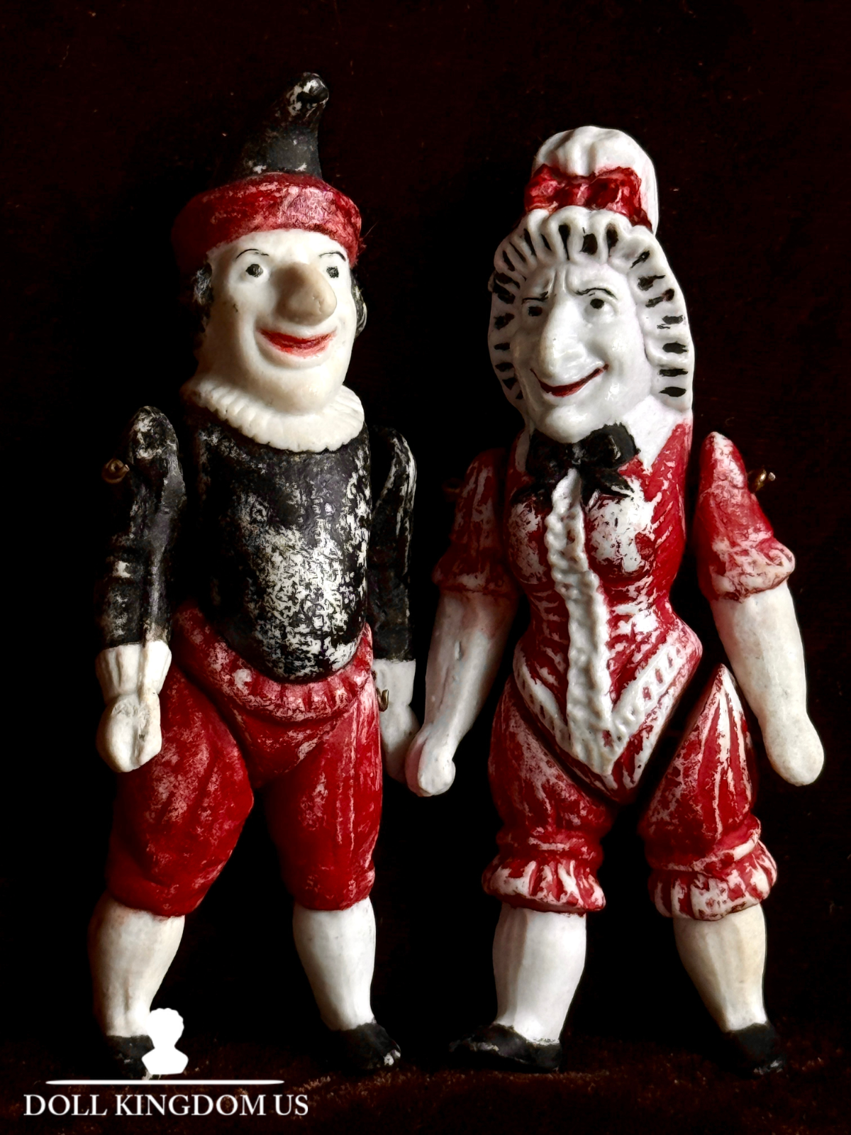 Antique German Miniature All Bisque Punch and Judy Dollhouse Character Doll