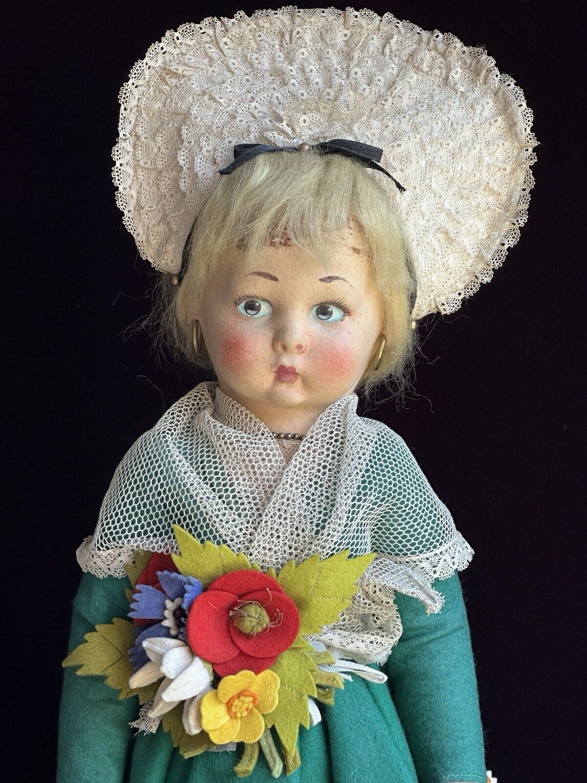 Vintage Italian Lenci 19” Felt Doll in Regional Torino Costume with Tags