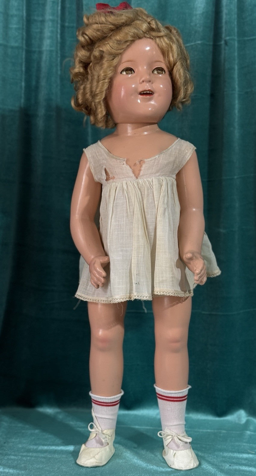 Antique 1930’s Composition 25” Shirley Temple Doll by Ideal Company Flirty Eyes