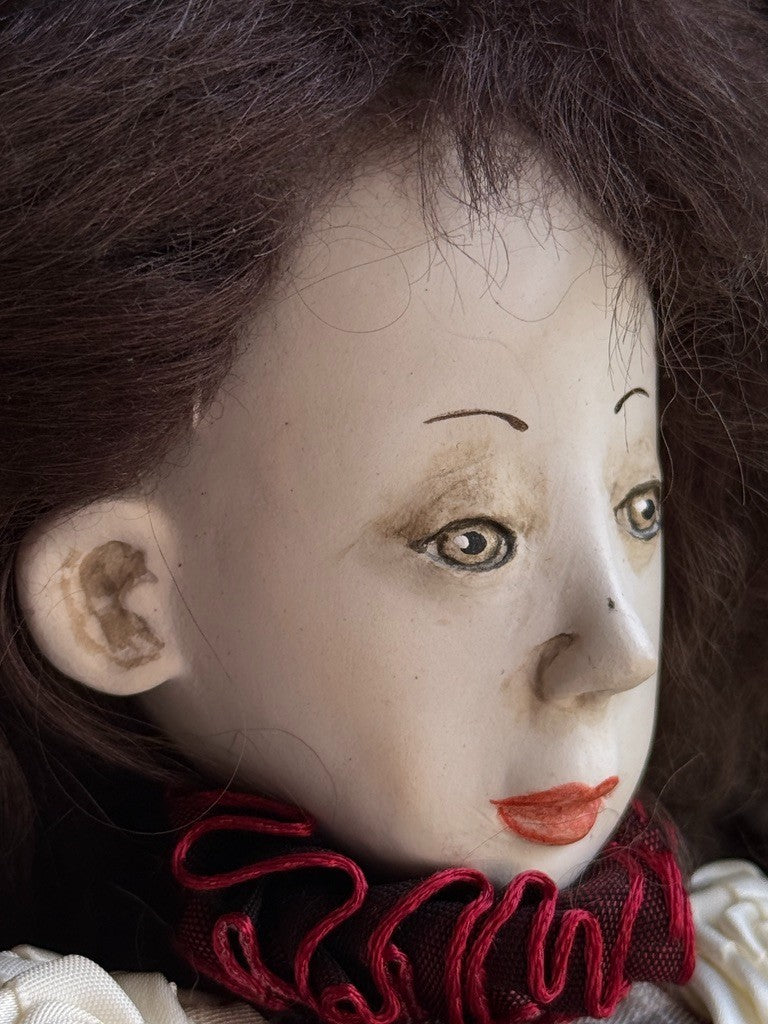 OOAK NIADA Artist Ankie Daanen Paper Clay Mixed Media Pierrot Character Doll