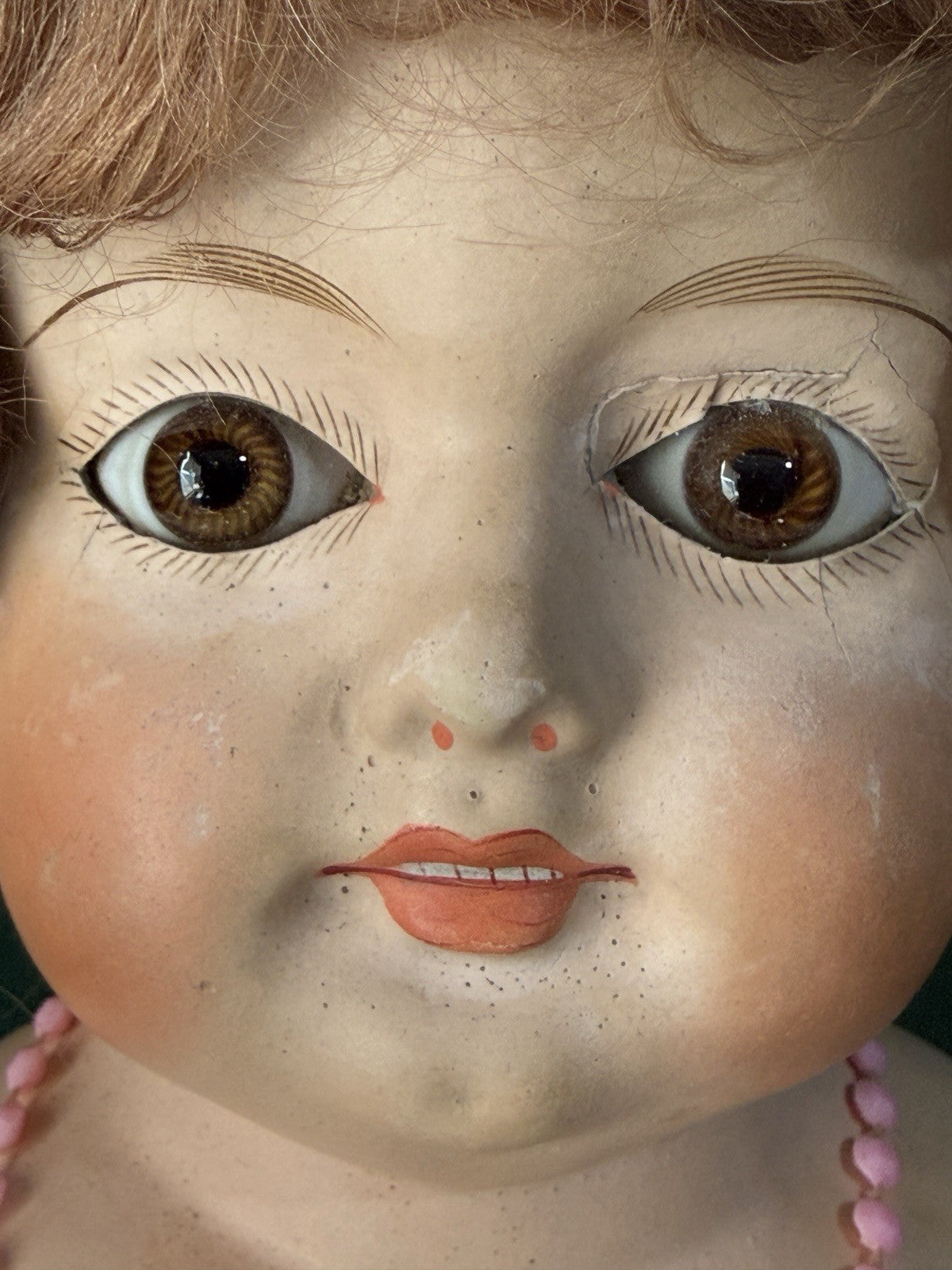 Antique German Paper Mache 24” Doll with Glass Eyes