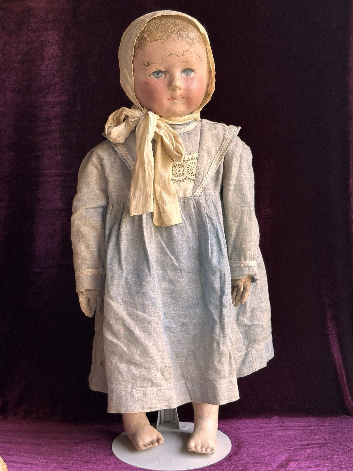 Huge 27” Antique American Martha Chase Oil Painted Cloth Baby Doll