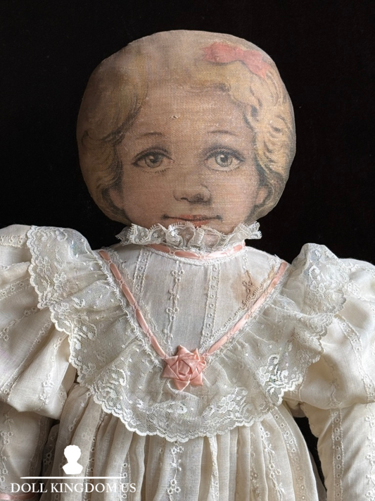 Antique Large 24” Art Fabric Mills Merrie Marie Lithograph Cloth Rag Doll