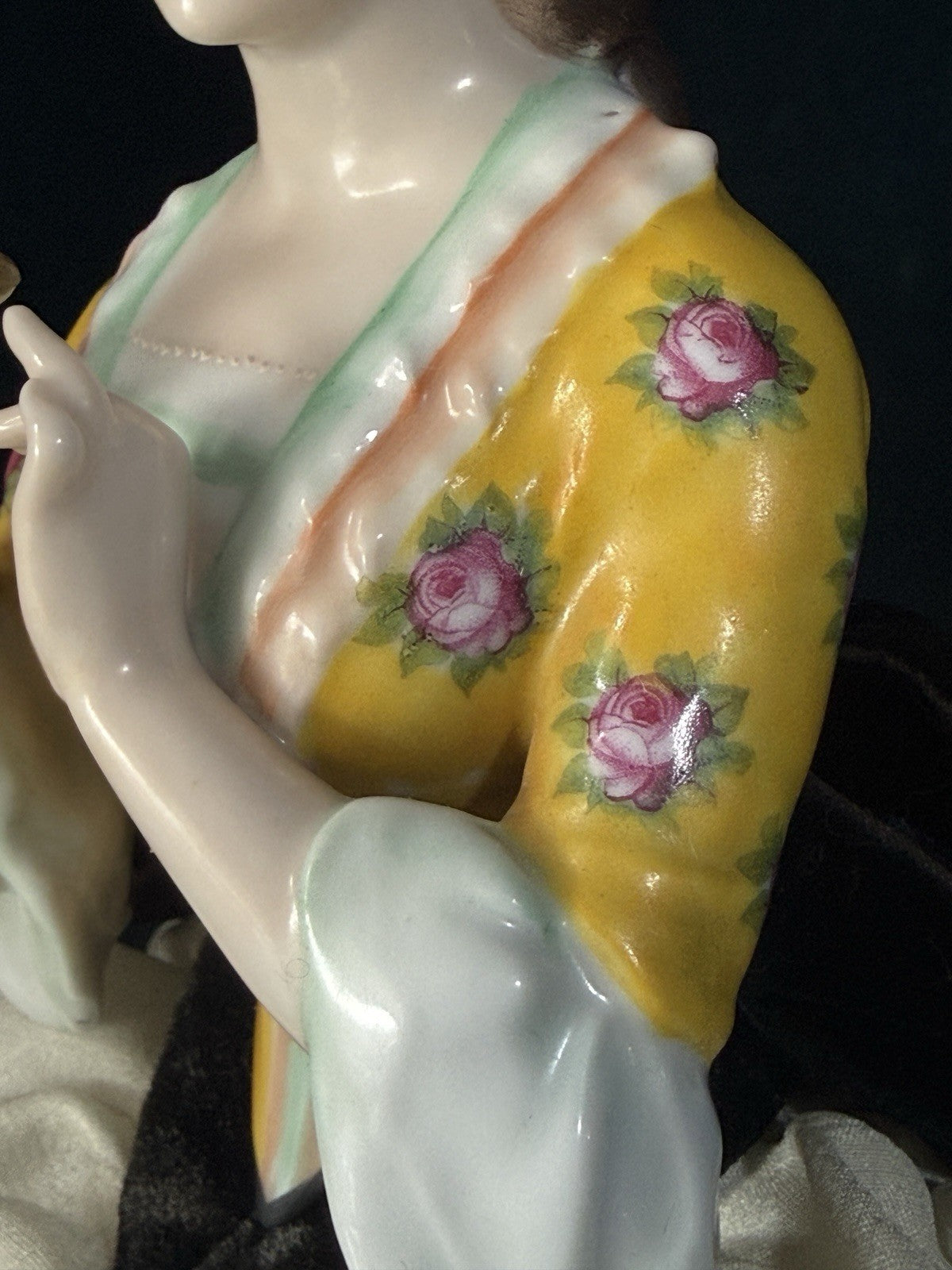 Large Antique German Porcelain William Goebel 12” Half Doll Pin Cushion