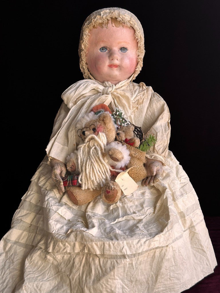 Large Antique American Martha Chase 25" Oil Painted Cloth Baby Doll