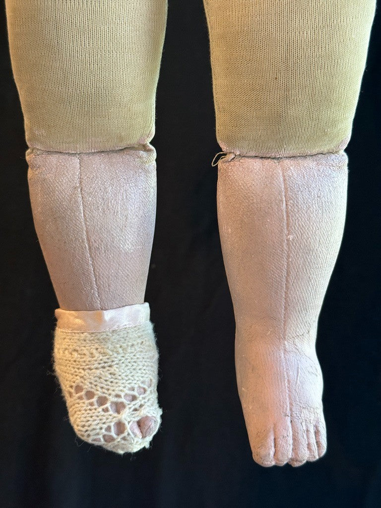 Antique American 21" Philadelphia Sheppard Baby Oil Painted Stockinette Doll