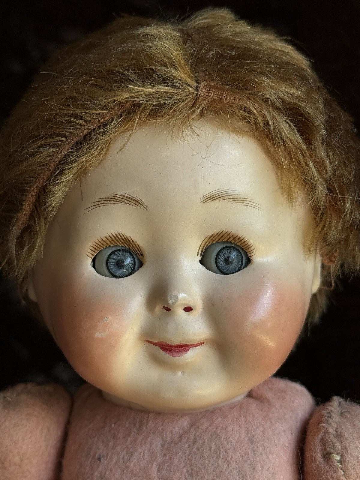 Rare Antique Hug Me Kiddie Style Felt Composition Googly Mechanical Eyes Doll