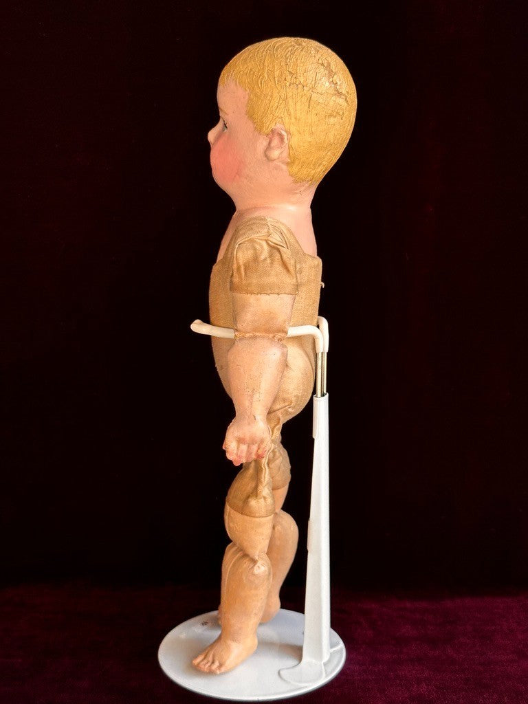 Tiny Antique American Martha Chase 12" Oil Painted Cloth Baby Doll