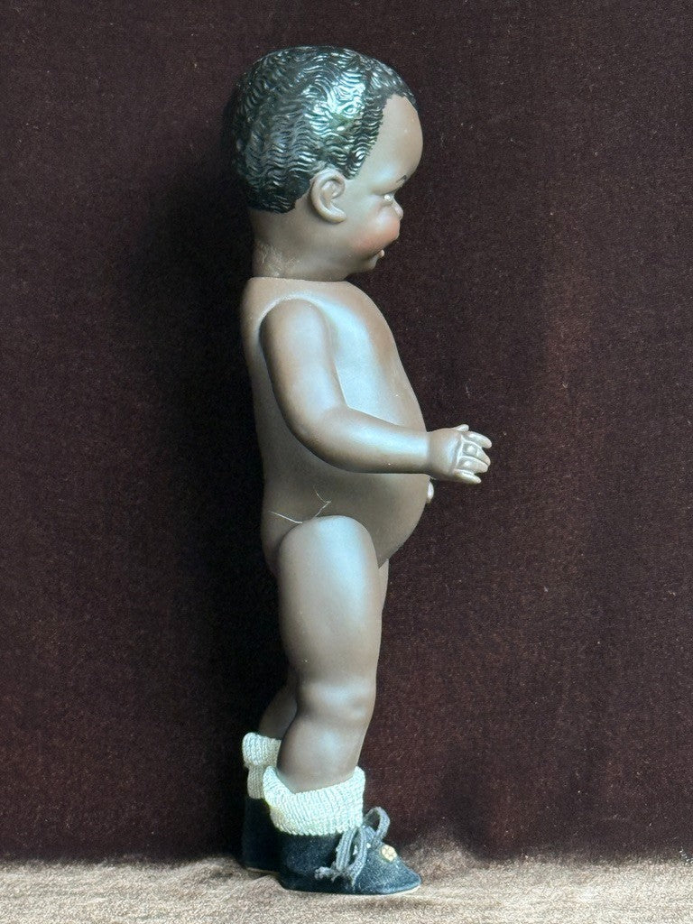 Vintage 9.5" All Porcelain Dark Complexion Girl Doll
