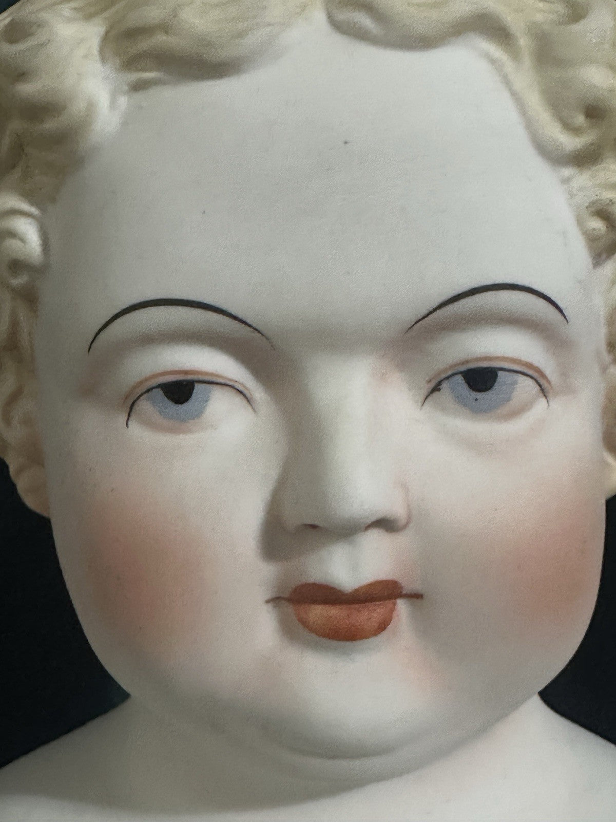 Antique German 28” Flat Top Highbrow China Parian Shoulder Head Blonde Doll