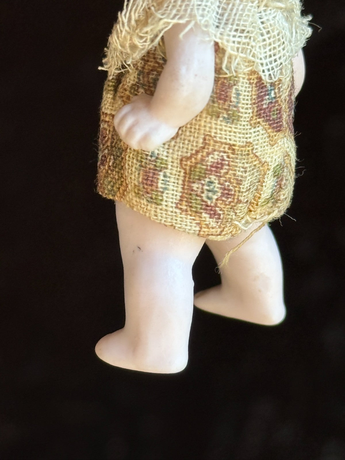Antique German Hertwig Miniature 2.25" All Bisque Dollhouse Doll