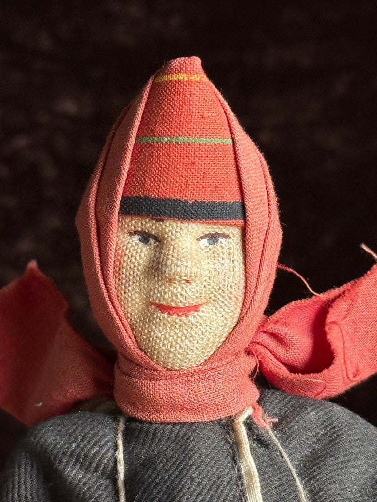 Lot of 2 Antique USSR Cloth Stockinette Russian Dolls