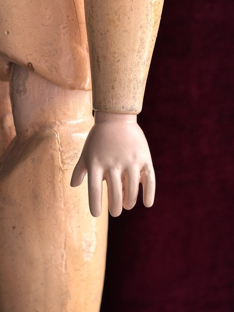 Antique German 25" Franz Schmidt 1295 Bisque Head Boy Doll