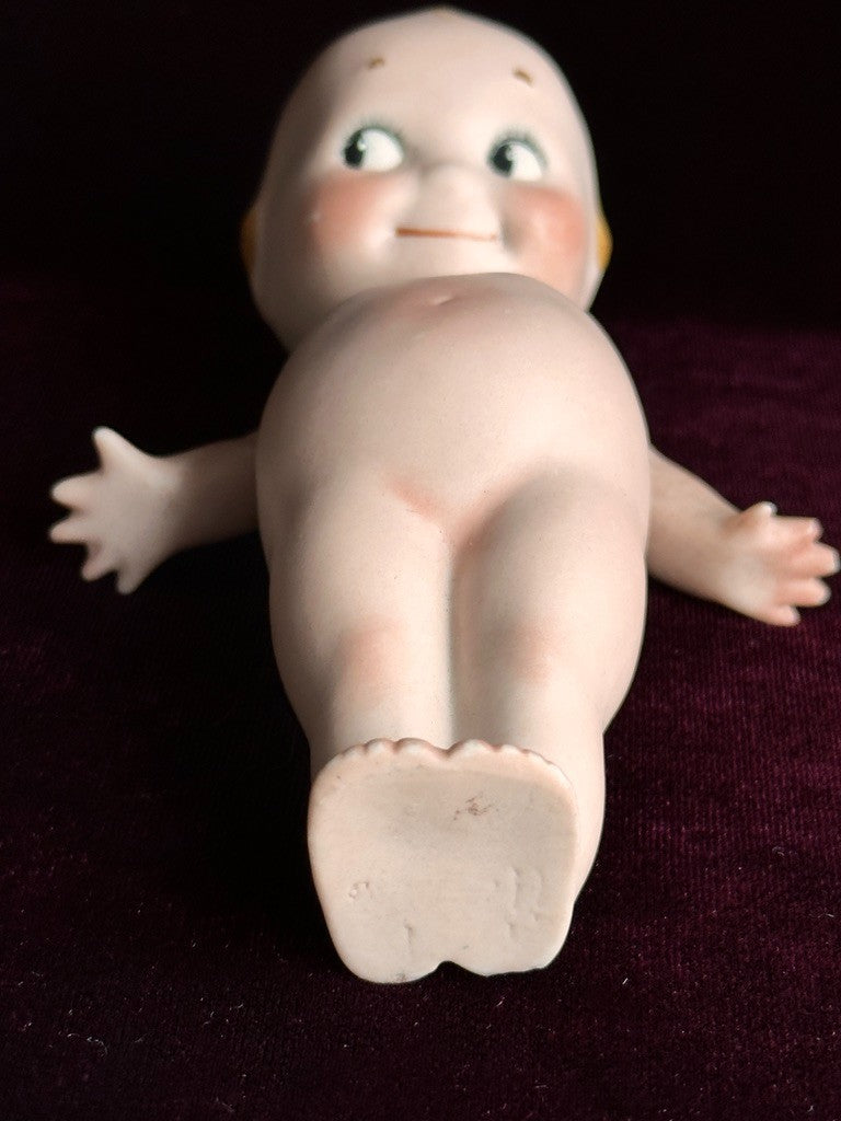 Antique German 6" Rose O’Neill All-Bisque Kewpie Doll Blue Wings