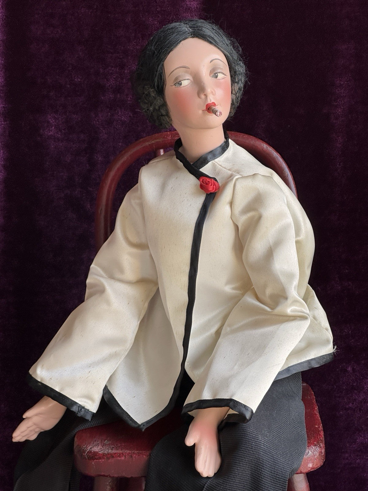 Antique American Cubeb Smoker Mutual Novelty Boudoir Composition Flapper Doll