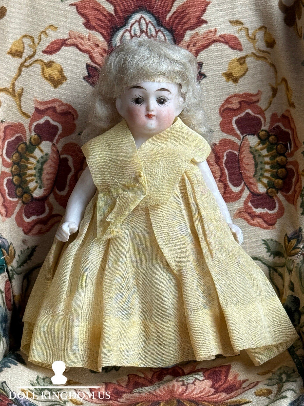Antique German 5” All Bisque Mignonette Dollhouse Doll