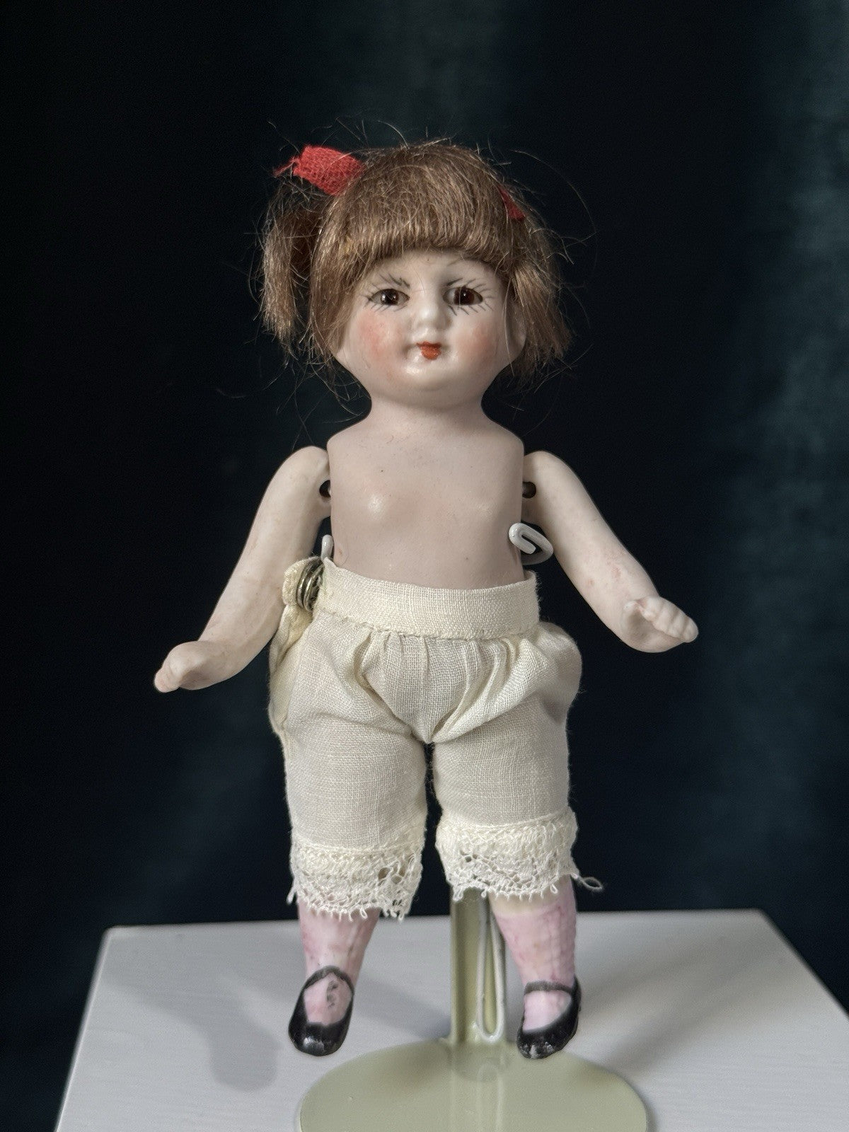 Antique German 4 1/2” All Bisque Mignonette Dollhouse Doll Mold 8491