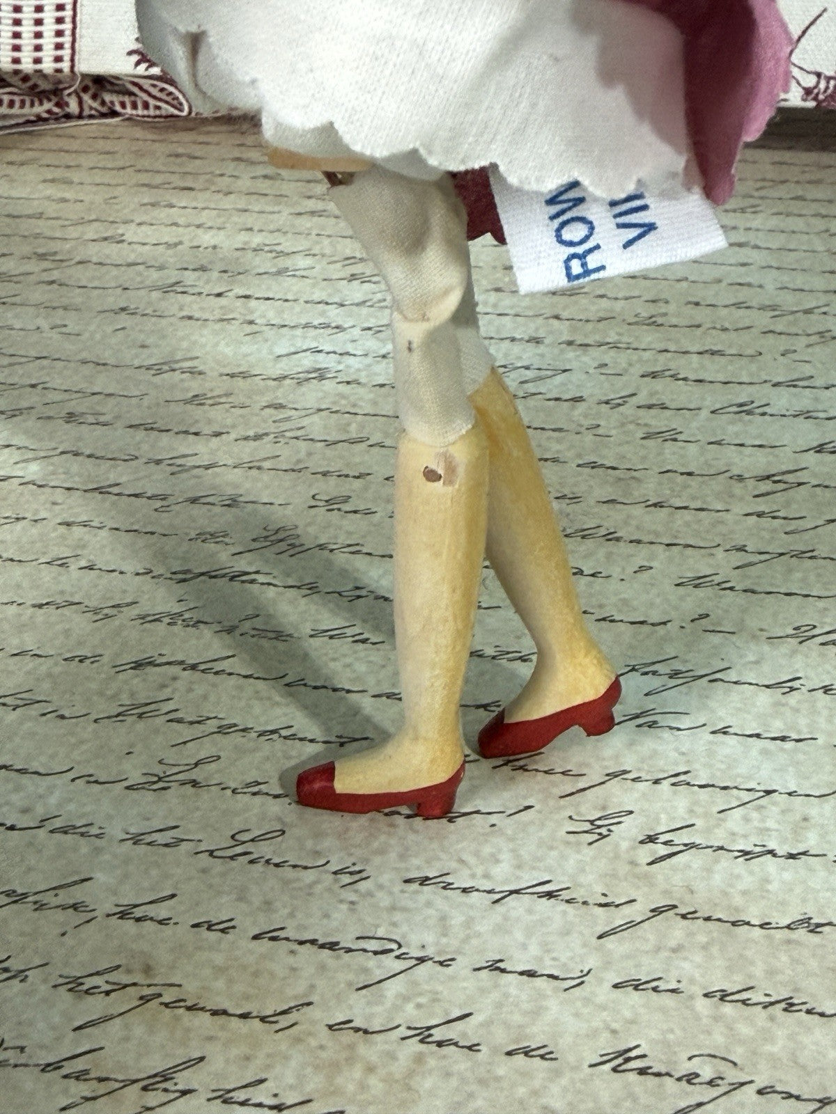 Vintage 1991 Collectible UFDC Artist Judy Brown Carved Wood Peg 6” Doll in Shoe
