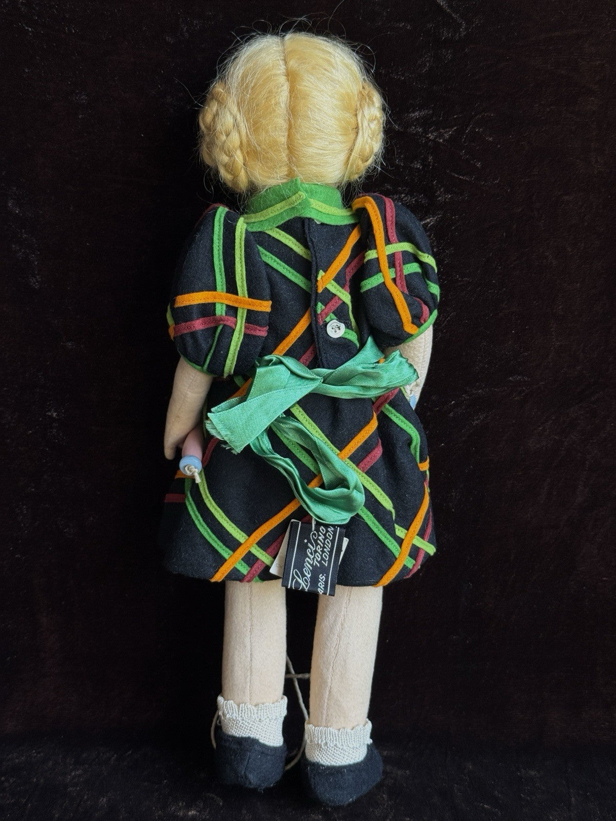 Vintage Italian 14.5” Lenci Lucy Felt Cloth Character Girl Doll with Jump Rope
