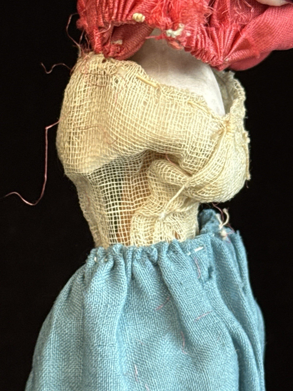 Rare Antique German 11” Marotte Rattle with Kinderkoff Bisque Male Doll Head Toy