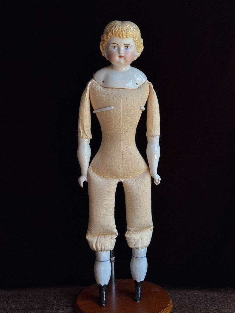 Antique German 21.5” Highland Mary Blonde China Doll