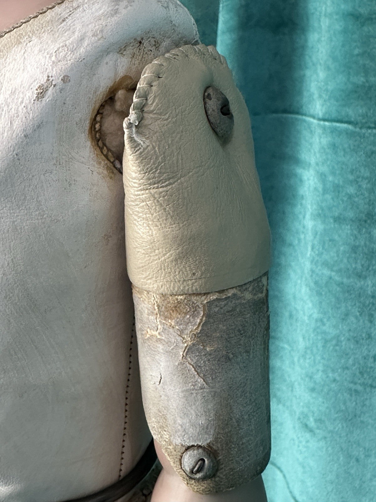 Antique JDK Kestner Mold Dep 154.13 25” Doll Bisque Head Leather Body Sticker