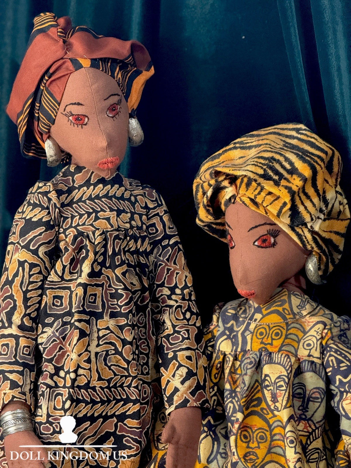 Lot Of 2 Collectible Handmade Fabric African American 23” Dolls