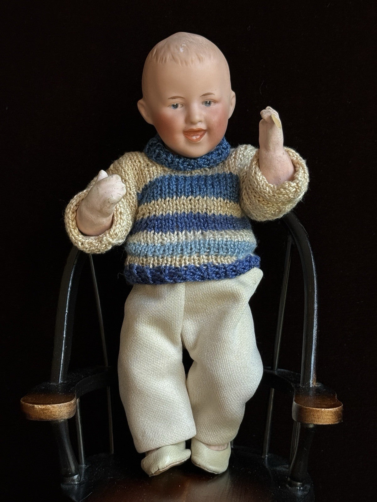 Antique German 8” Gebruder Heubach Bisque Head Character Baby Boy Doll