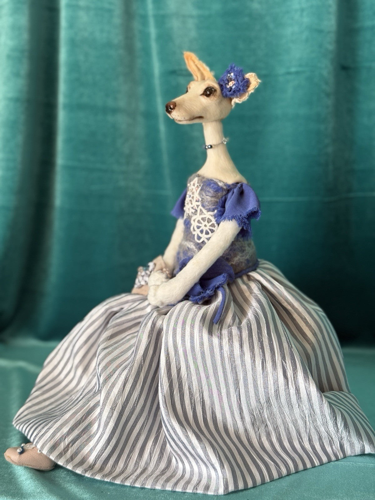 OOAK Artist Handmade Polymer Clay Poseable  Dog 15” Doll Toy by IrinaParfiDolls