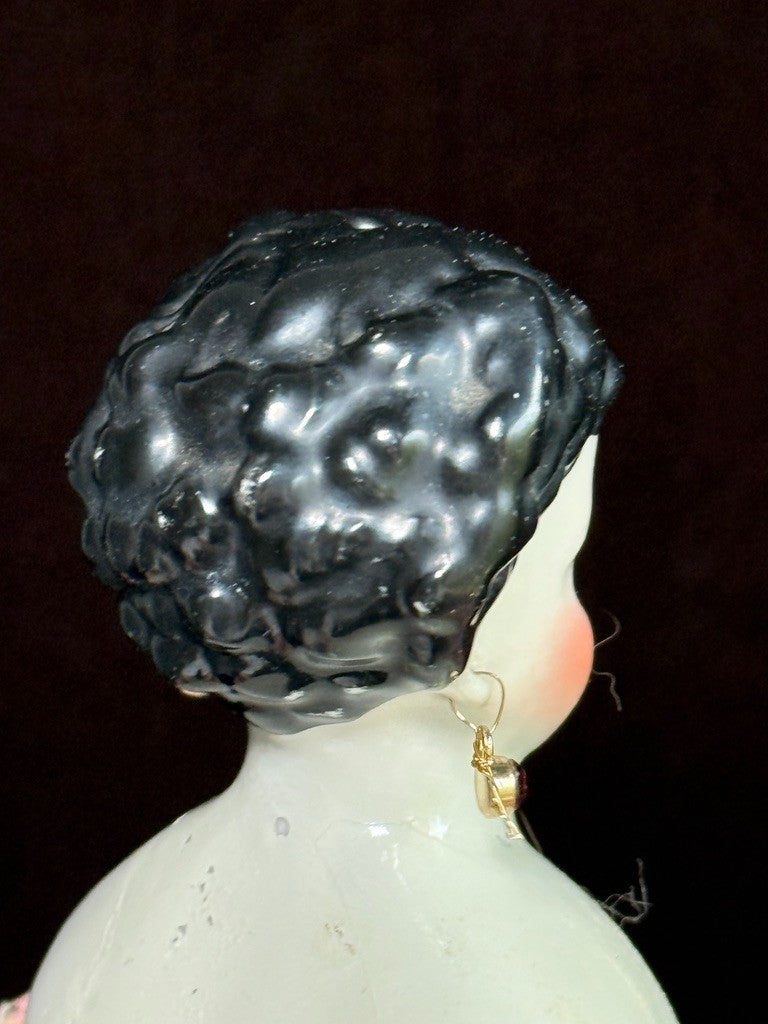 Antique German 14” Young Dagmar Style China Shoulder Head Doll Pierced Ears