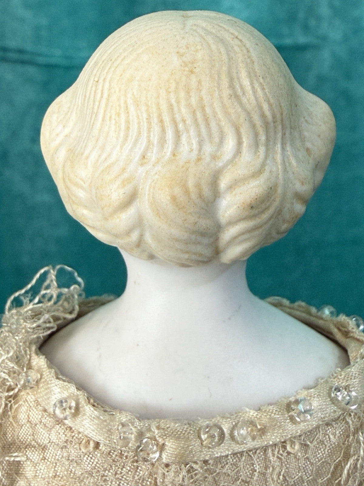 Antique German 8.25” Bisque Cloth Miniature Dollhouse Parian China Doll