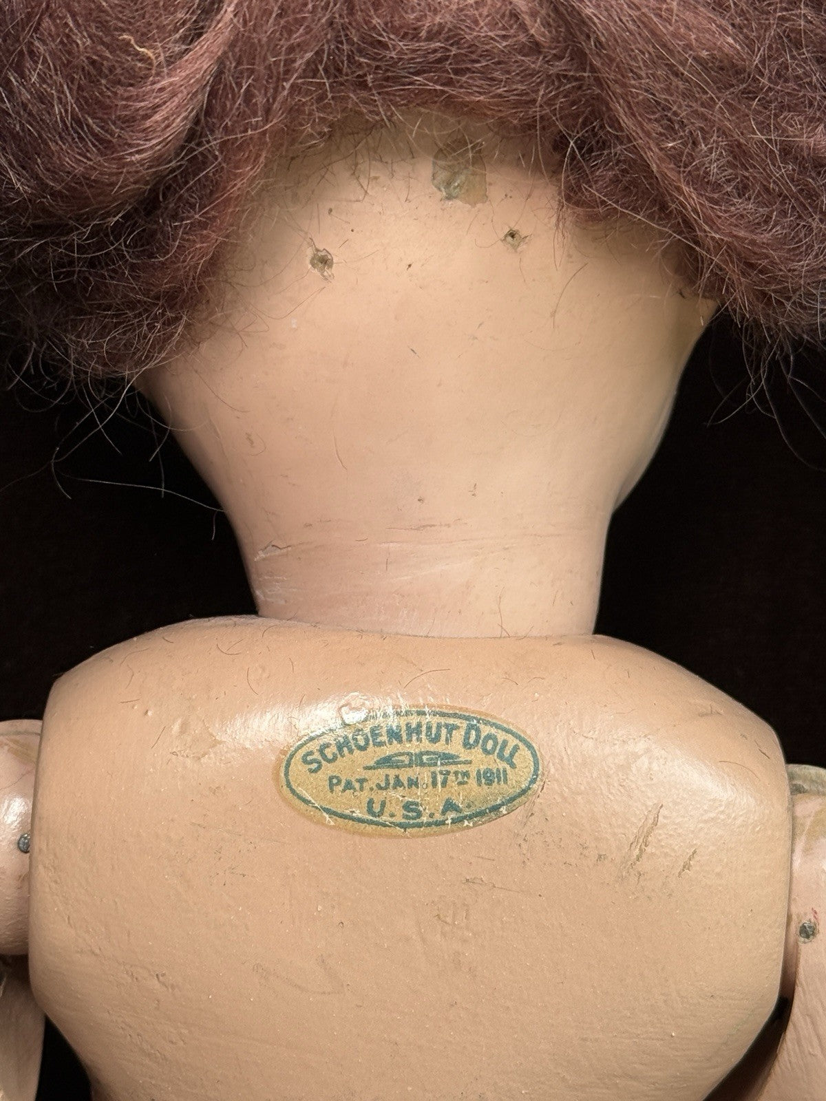 Antique American 20” Schoenhut Wooden Jointed Miss Dolly Doll