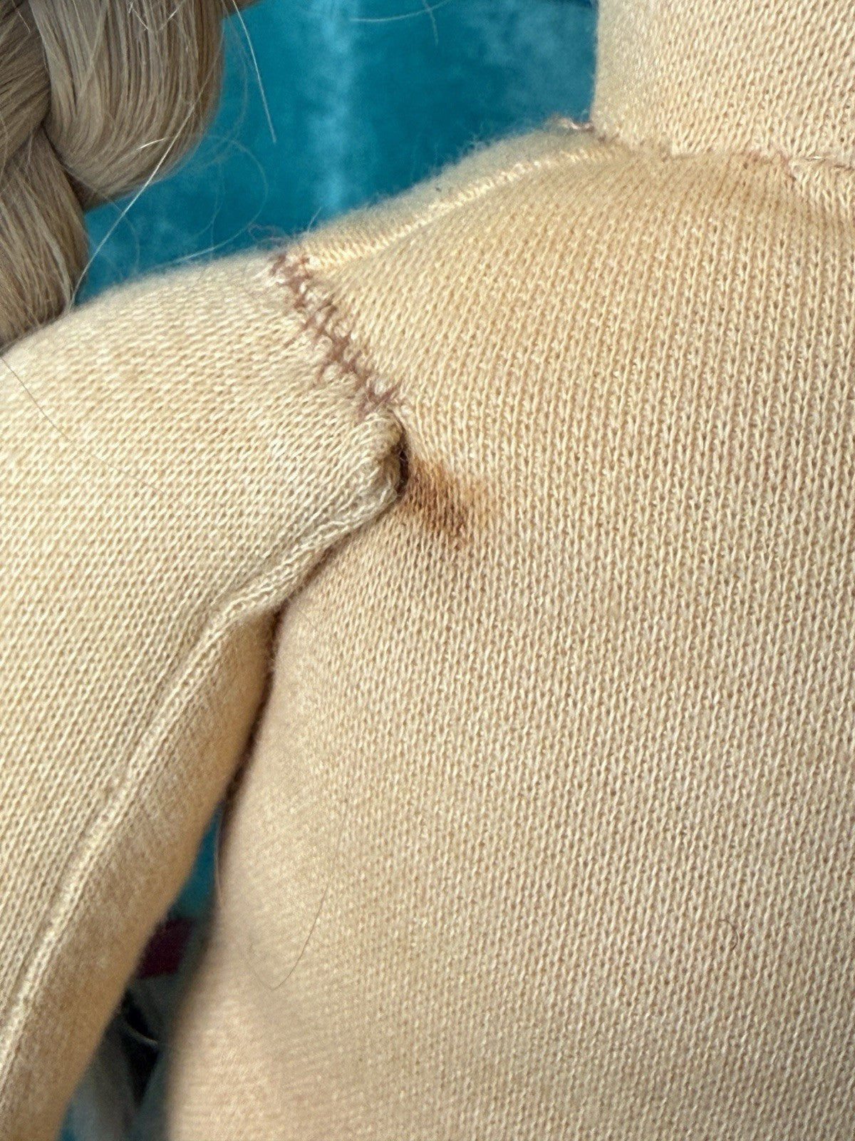 Vintage Artist Stockinette Face Painted 18” Girl Doll