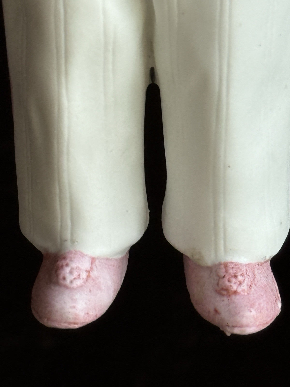 Antique German 6.5” All Bisque Miniature Dollhouse Doll Molded Outfit
