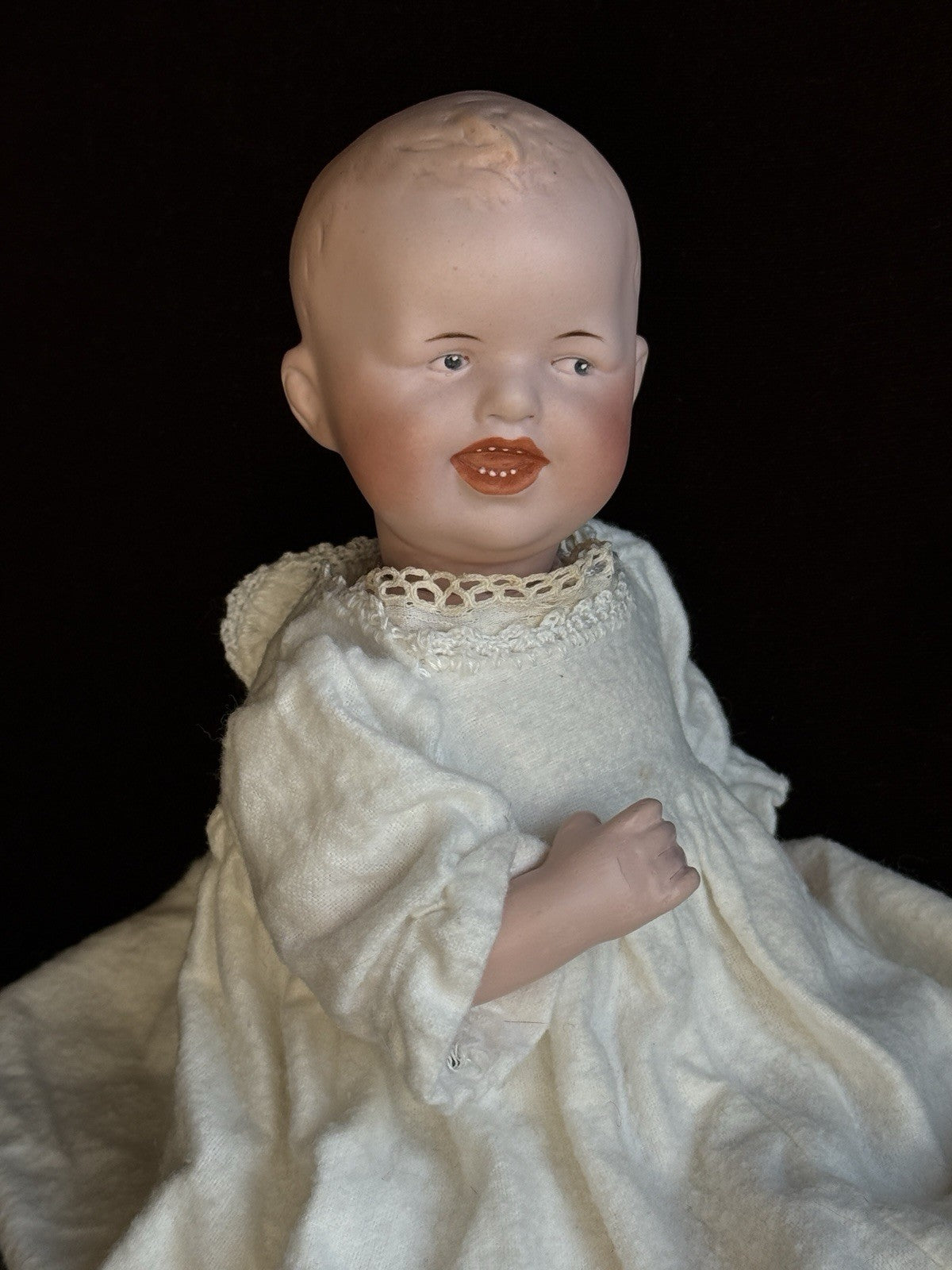 Antique German 10.5” Gebruder Heubach 8191 Bisque Head Character Baby Boy Doll