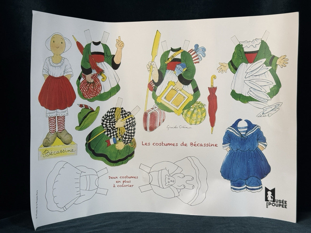 Fun Lot Of 5 Comic Character Becassine Dolls And Paper Doll Outfits