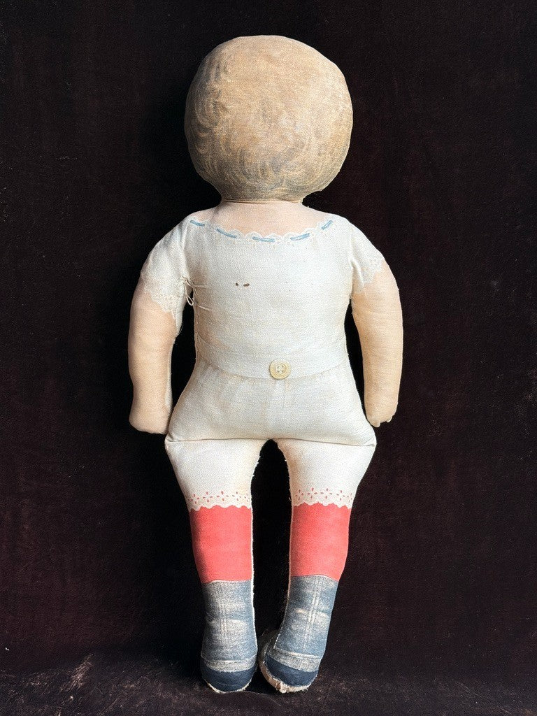 Antique Large 24” Art Fabric Mills Merrie Marie Lithograph Cloth Rag Doll