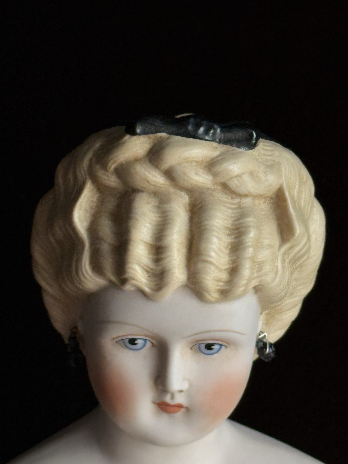 Vintage Porcelain 21.5” Signed Emma Clear Parian China Doll Pierced Ears