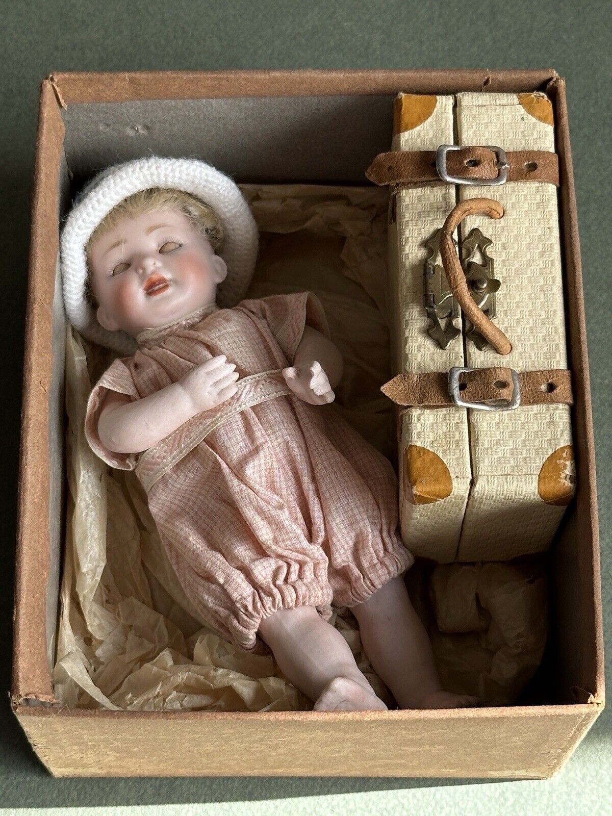 Rare Antique German All Bisque 6.75" Kestner 178 Miniature Toddler Doll + Extras