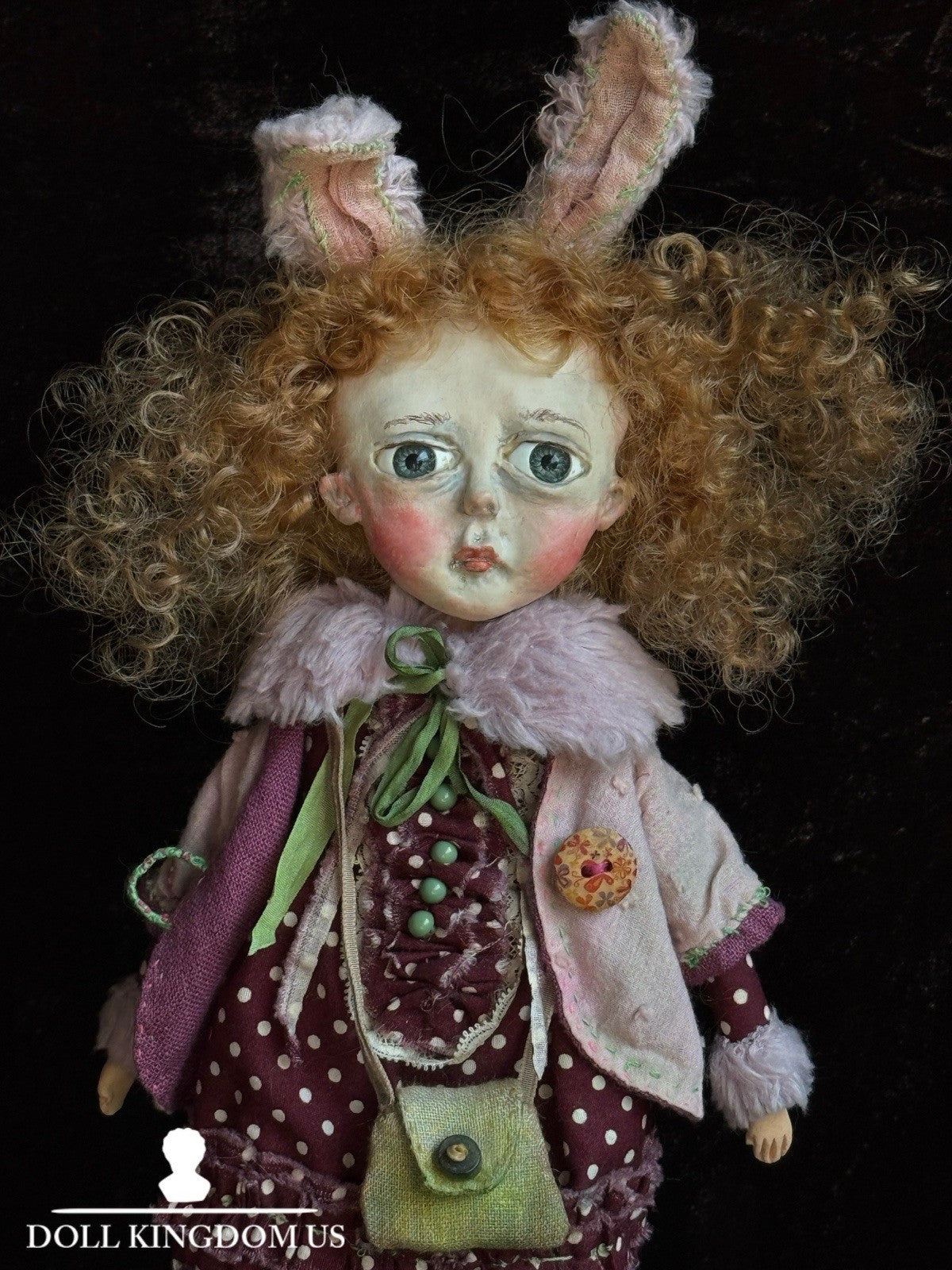 OOAK Contemporary 10.5” Lithuanian Artist Mixed Media Girl Doll with Stand & Tag