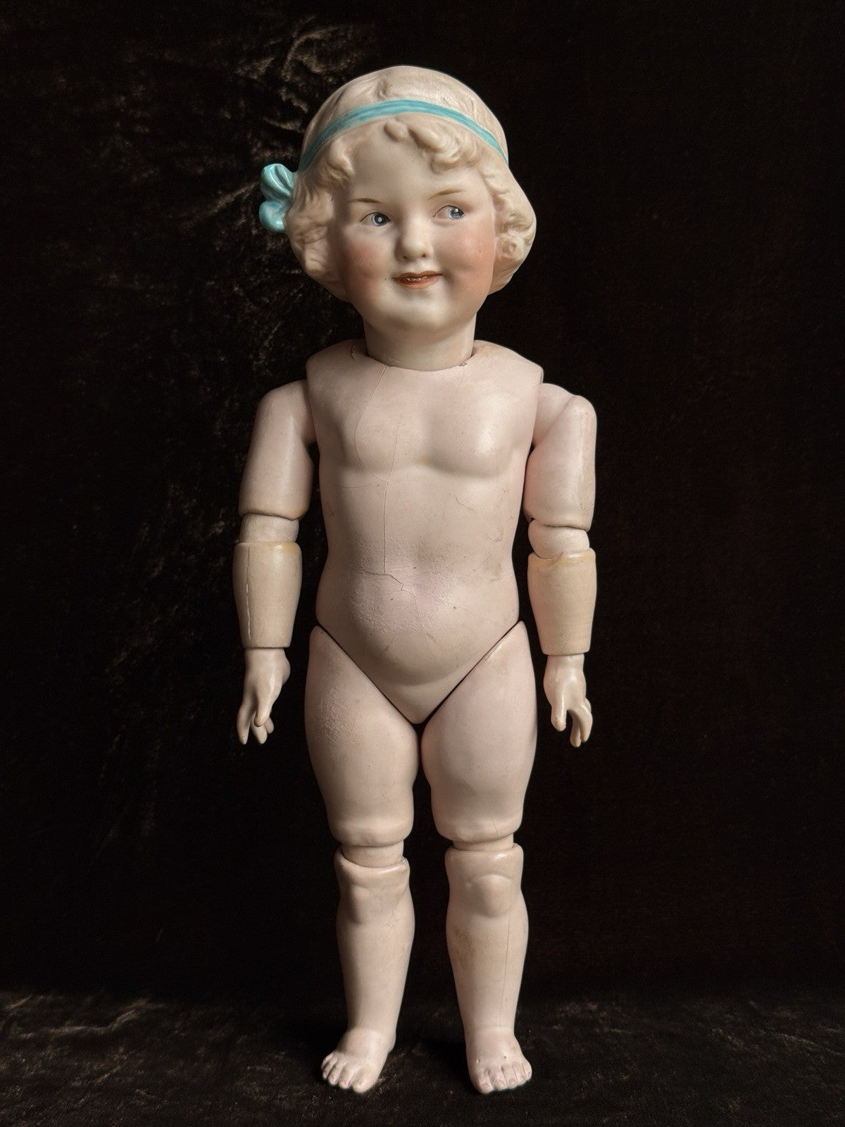 Antique German 12” Gebruder Heubach Coquette Bisque Head Character Girl Doll